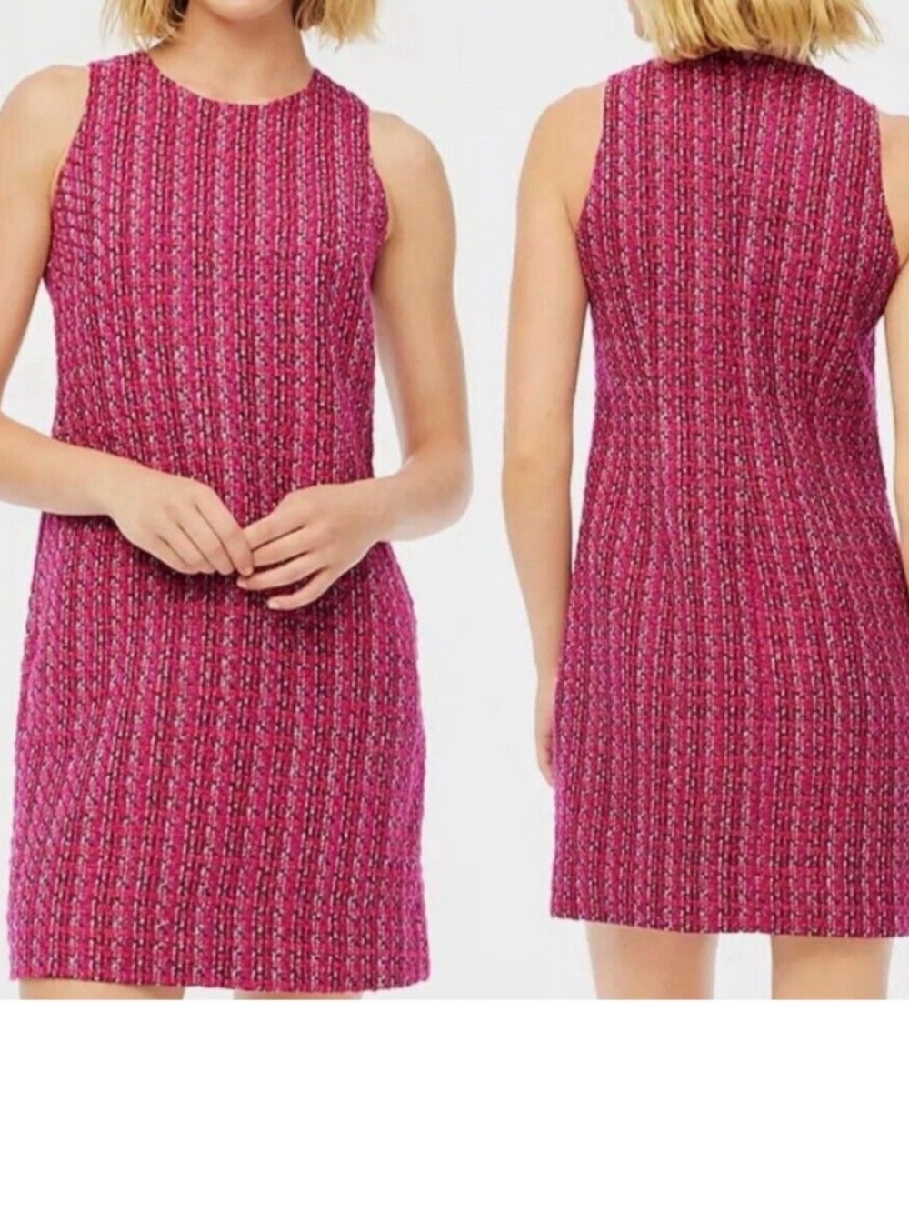 J. Crew Women’s Pink Berry /Brwn Meadly Tweed Sleeveless Shift Dress Size 4 NWOT